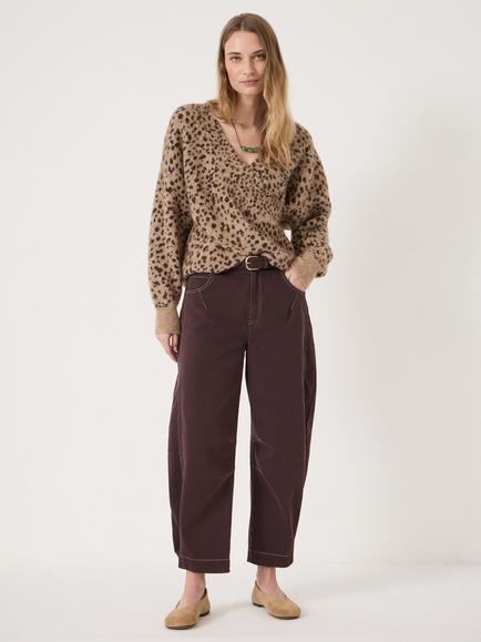 HUSH Betty Animal Print Criss Cross Jumper, Brown - view 2, Brown
