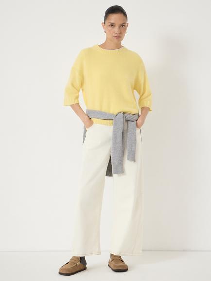 HUSH Chunky Short Sleeve Pure Cashmere Top, Red - view 2, Butter