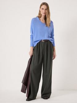 HUSH Colette V-Neck Cashmere Rich Jumper, Pale Blue - view 2, Pale Blue