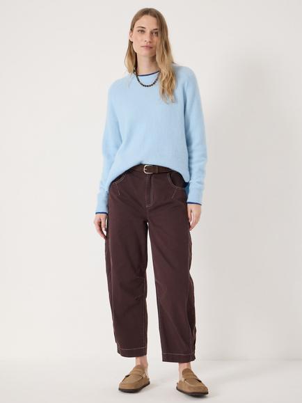 HUSH Crew Neck Side Splits Wool Rich Jumper - view 2, Blue