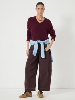 HUSH Colette V-Neck Pure Cashmere Jumper, Burgundy - view 2, Burgundy