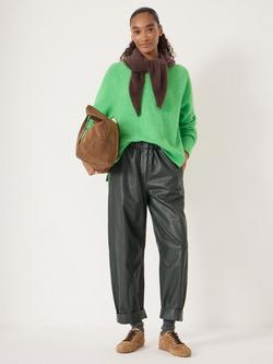 HUSH Crew Neck Side Splits Wool Rich Jumper, Green - view 2, Green