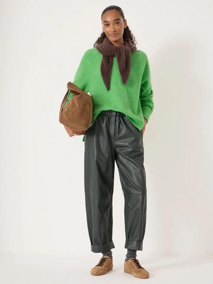 HUSH Crew Neck Side Splits Wool Rich Jumper - view 2, Green