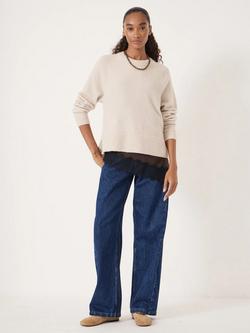 HUSH Crew Neck Wool Rich Jumper, Stone - view 2, Stone