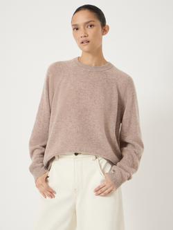 HUSH Jasmine Rib Detail Pure Cashmere Jumper, Brown, Brown