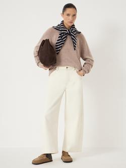 HUSH Jasmine Rib Detail Pure Cashmere Jumper, Brown - view 2, Brown