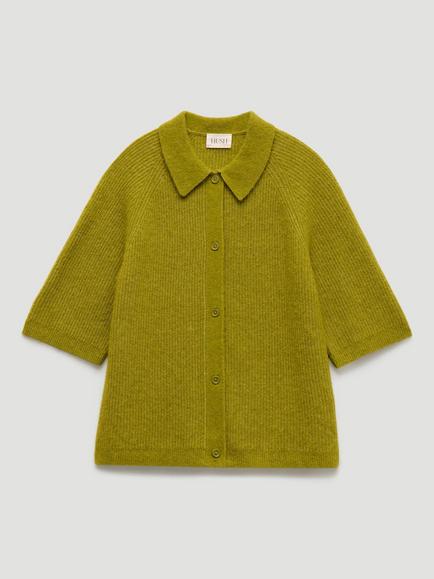 HUSH Jinny Short Sleeve Wool Blend Cardigan, Olive