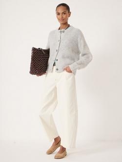 HUSH Raven Chunky Knit Wool Rich Cardigan - view 2, Light Grey Marl