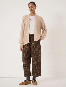 HUSH Open Neck Waffle Stitch Wool Rich Cardigan, Oatmeal Marl - view 2, Oatmeal Marl