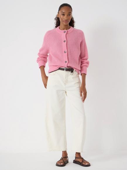 HUSH Raven Chunky Knit Wool Rich Cardigan - view 2, Rose Pink
