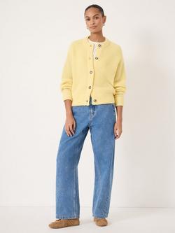 HUSH Raven Crew Neck Wool Rich Cardigan, Butter - view 2, Butter