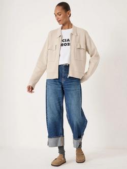 HUSH Zip Boxy Cardigan, Stone White - view 2, Stone White