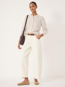 HUSH Gathered Shoulder Detail Wool Rich Cardigan, Stone White - view 2, Stone White