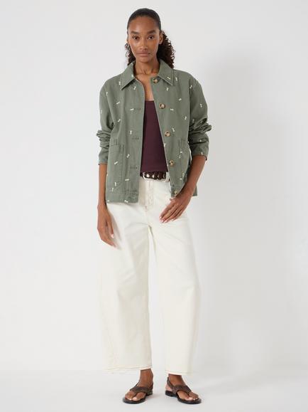 HUSH Emery Embroidered Floral Utility Jacket, Khaki - view 2, Khaki
