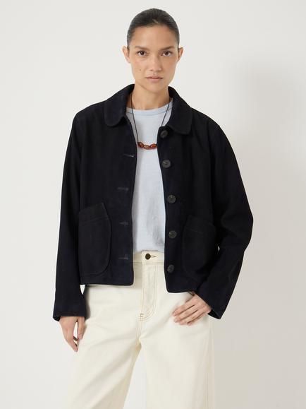 HUSH Shaw Pure Suede Jacket, Navy