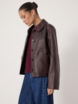 HUSH Shaw Pure Leather Jacket, Dark Wine Red - view 2, Dark Wine Red