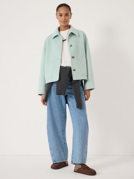 HUSH Double Faced Pure Wool Jacket - view 2, Light Teal Green