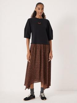 HUSH Zola 2-in-1 Midi Dress, Brown/Multi, Brown/Multi