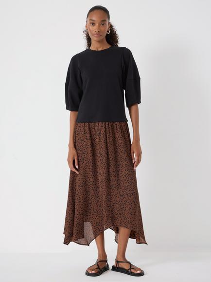 HUSH Zola 2-in-1 Midi Dress, Brown/Multi, Brown/Multi
