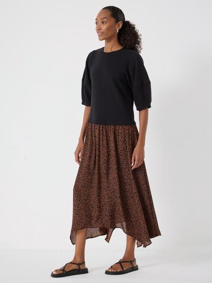 HUSH Zola 2-in-1 Midi Dress, Brown/Multi - view 2, Brown/Multi