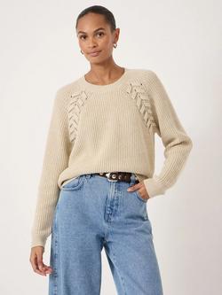 HUSH Mel Plait Weave Chunky Jumper, Stone White, Stone White