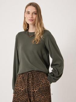 HUSH Elodie Puff Detail Top, Dark Khaki Green, Dark Khaki Green