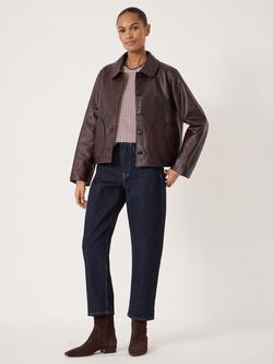 HUSH Emily Gingham Puff Sleeve Top, Wine/Cream - view 2, Wine/Cream