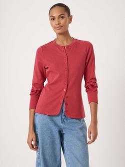 HUSH Button Detail Jersey Cardigan, Ruby Red, Ruby Red