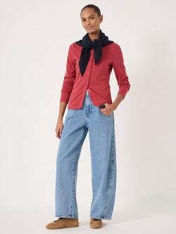 HUSH Button Detail Jersey Cardigan, Ruby Red - view 2, Ruby Red