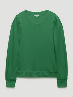 HUSH Emily V-Neck Puff Sleeve Top, Verdant Green, Verdant Green