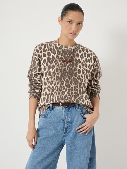 HUSH Astra Leopard Print Sweatshirt, Neutral/Multi, Neutral/Multi