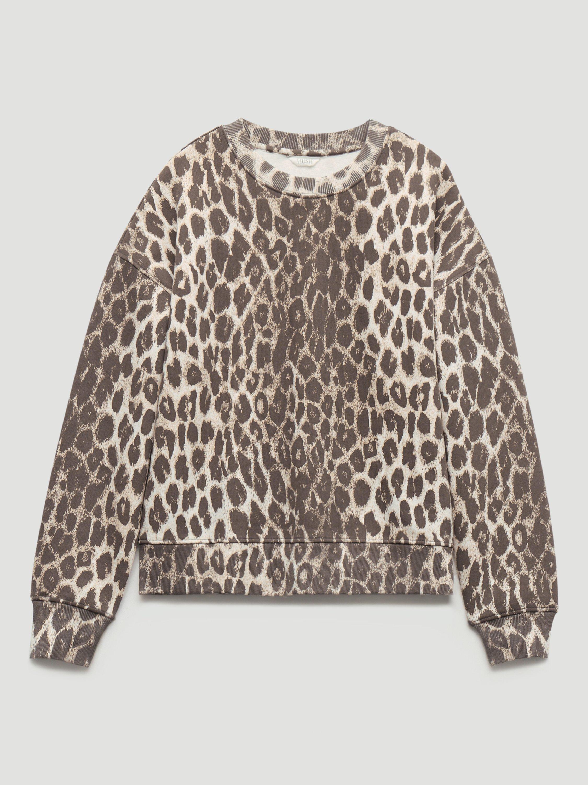 Product image 3 of 3, which shows HUSH Astra Leopard Print Sweatshirt, Neutral/Multi, L-XL