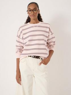 HUSH Luca Stripe Sweatshirt, Pink/Burgundy, Pink/Burgundy