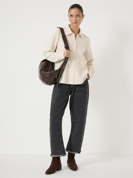 HUSH Noa Long Sleeve Polo Top - view 2, Oatmeal