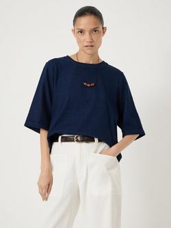 HUSH Romina Denim T-Shirt, Indigo Blue, Indigo Blue