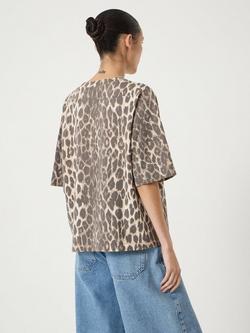 HUSH Romina Leopard Print Heavyweight T-Shirt, Neutral - view 2, Neutral