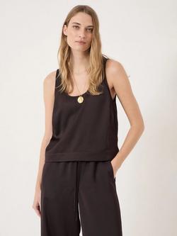 HUSH Sahar Scoop Neck Satin Top, Brown, Brown