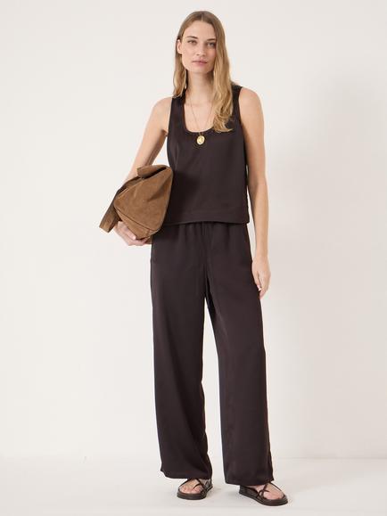 HUSH Sahar Scoop Neck Satin Top, Brown - view 2, Brown