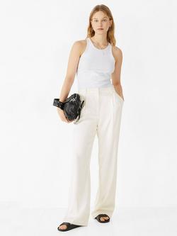 HUSH Scoop Neck Ribbed Vest Top, White, White