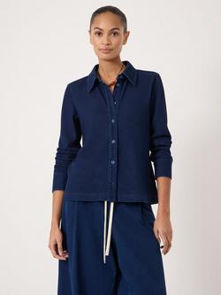 HUSH Seren Jersey Denim Shirt, Blue, Blue