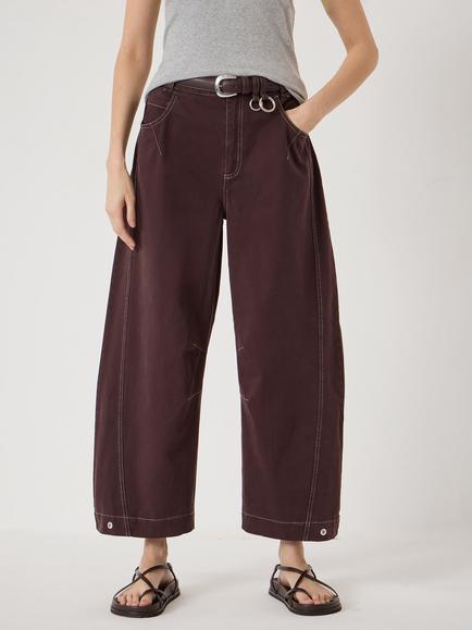 HUSH Bryce Seam Detail Barrel Leg Jeans, Dark Red, Dark Red