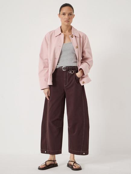 HUSH Bryce Seam Detail Barrel Leg Jeans, Dark Red - view 2, Dark Red