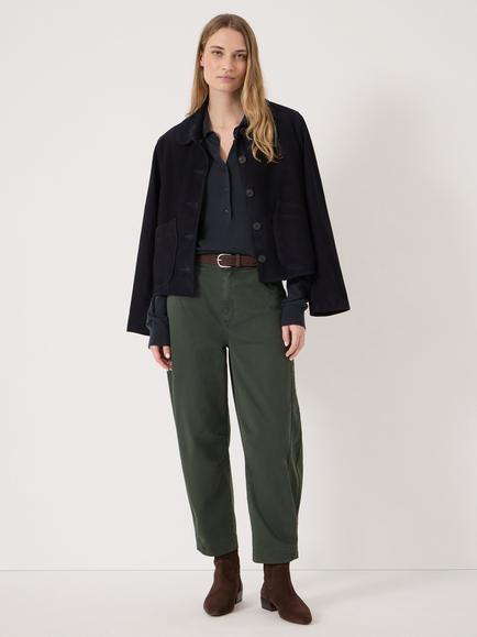 HUSH Bryce Seam Detail Barrel Leg Jeans, Dark Green