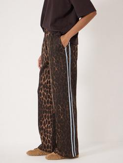 HUSH Harrison Animal Print Side Stripe Joggers, Brown, Brown