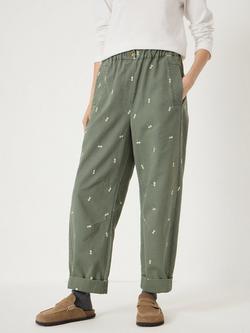 HUSH Jack Embroidered Floral Barrel Leg Trousers, Green, Green