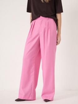 HUSH Lya Wool Blend Wide Leg Trousers, Pink, Pink