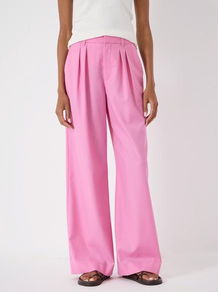 HUSH Lya Wool Blend Wide Leg Trousers, Pink, Pink