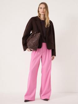 HUSH Lya Wool Blend Wide Leg Trousers, Pink - view 2, Pink
