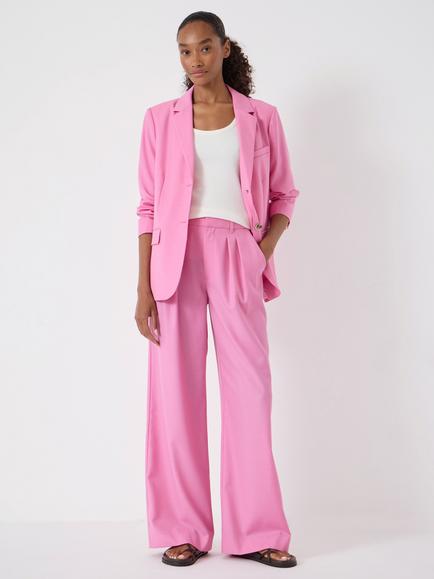 HUSH Lya Wool Blend Wide Leg Trousers, Pink - view 2, Pink