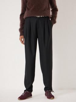 HUSH Noa Tapered Tailored Trousers, Black, Black